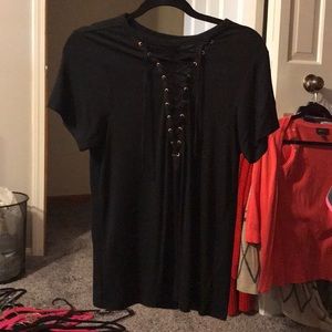Express lace up black t shirt
